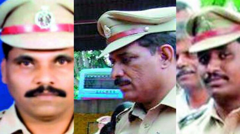Inspector D. Durga Prasad, Additional DCP Pulinder Reddy and Sub Inspector G. Rajasekhar