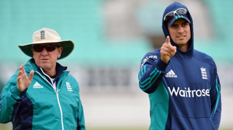 After the series defeat against India, England coach Trevor Bayliss and Test skipper Alastair Cook have once again found themselves answering a barrage of questions on the subject of latters future as Englands skipper in Tests. (Photo: AFP)