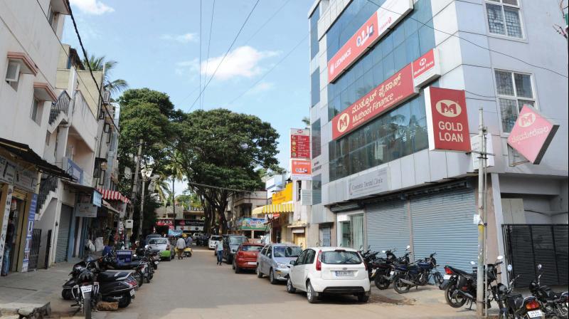 Illegal commercial establishments have come up at Koramangala 5th block, causing inconvenience to nearby residents. (Photo: DC)