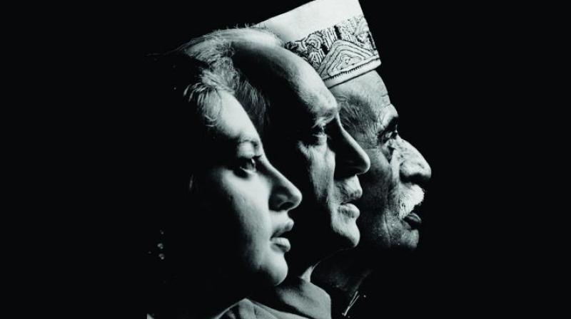 Three generations of singers: Pandit Krishna Rao Pandit (from right), Pandit Laxman Krishnarao Pandit and Meeta Pandit.