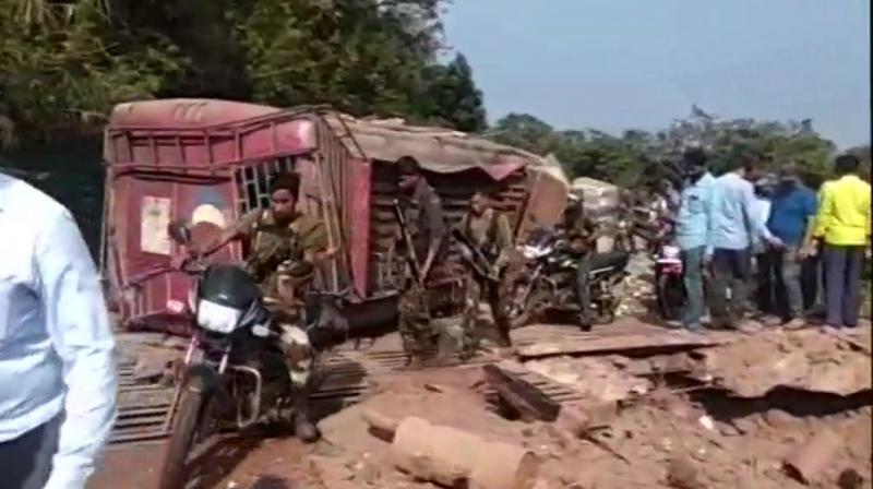 The blast took place on a bus near Bacheli in Dantewada and multiple casualties were reported. (Photo: ANI/Twitter)