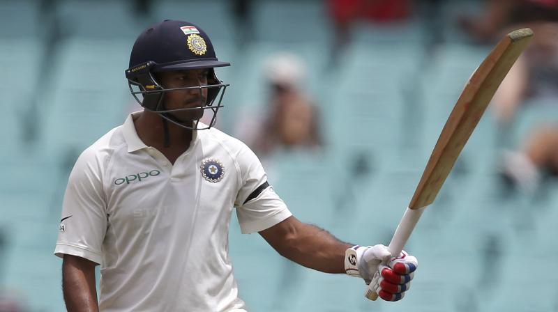 Agarwal saw off the new ball with Hanuma Vihari on day one of the third Test before ending with an impressive 76 off 161 balls. (Photo: AP)