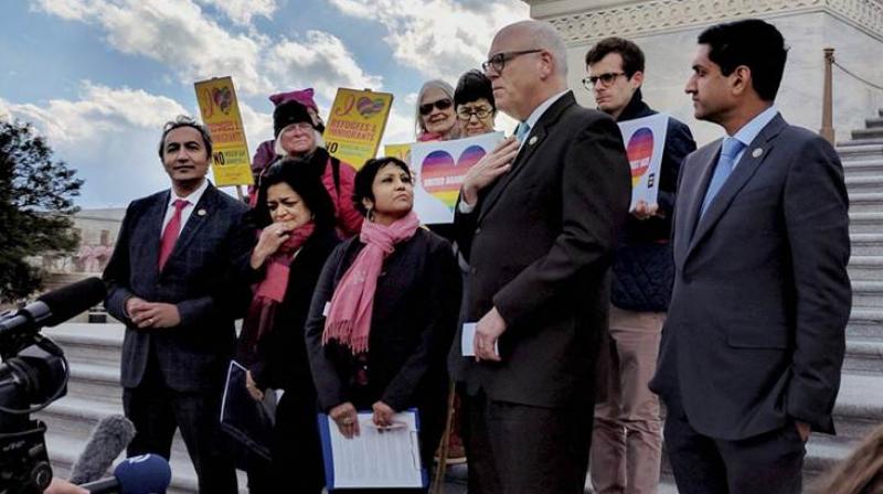 Indian American lawmakers Ami Ber, Pramila Jayapal and Ro Khanna along with top Democratic leader Congressman Joe Crowley attend a vigil at the US Capitol to honor victims of hate crime inuding Indian Americans in Washington. (Photo: PTI)