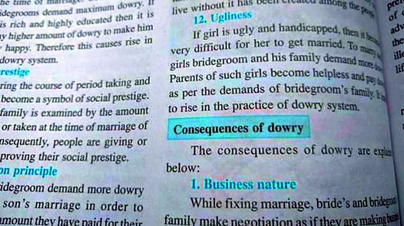 A controversy has erupted over a reason a sociology textbook for Class XII in Maharashtra has given to explain the dowry system in India.