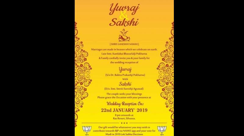 The wedding invitation card had a dedicated page justifying the NDA governments decision to buy Rafale fighter jets. (Photo: Facebook Screengrab)