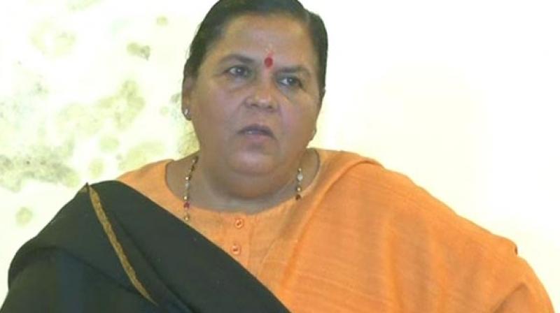 Talking about the Ram temple issue, Bharti said that the agitation over the matter is going on due to delay in the courts judgment over the issue. (Photo: ANI)