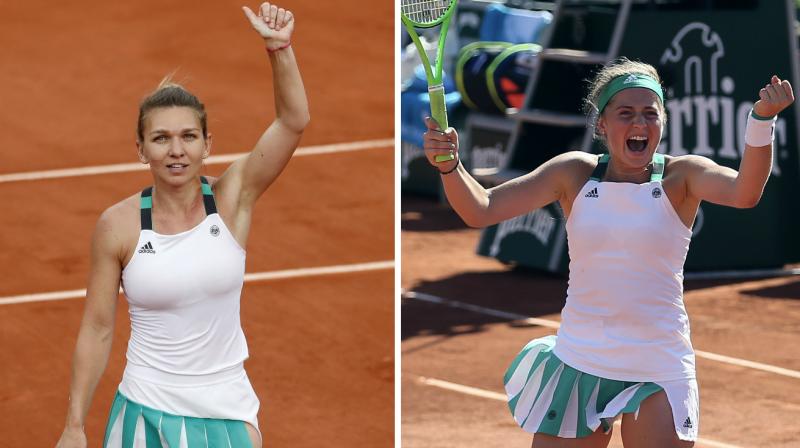 Simona Halep and Jelena Ostapenko are set to clash for the French Open womens singles title. (Photo: AP)
