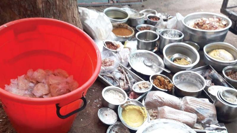 Food being kept in unhygienic conditions at one of the eateries that was raided on Thursday.