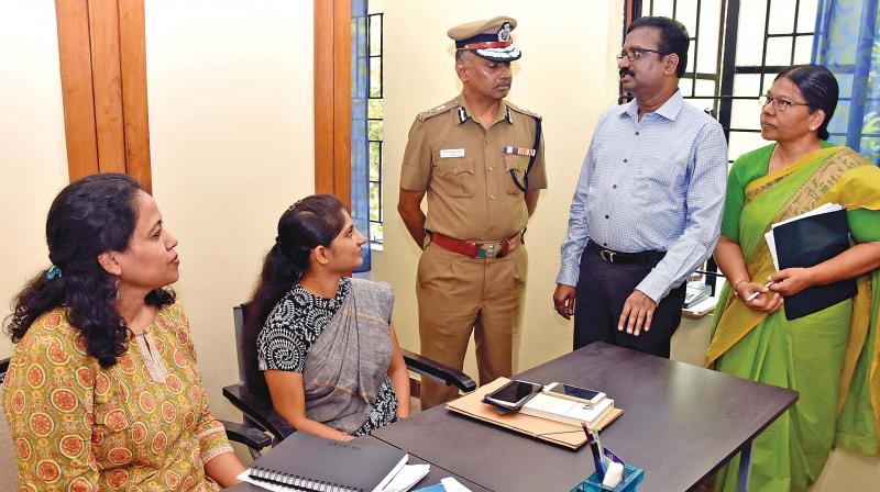 City police commissioner A.K. Viswanathan and officials at the newly inaugurated special cell for women in Chennai, on Friday  (Image: DC)