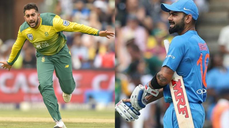 Tabraiz Shamsi went berserk after he dismissed Virat Kohli in the first South Africa vs India T20 in Johannesburg on Sunday. (Photo: AP / BCCI)