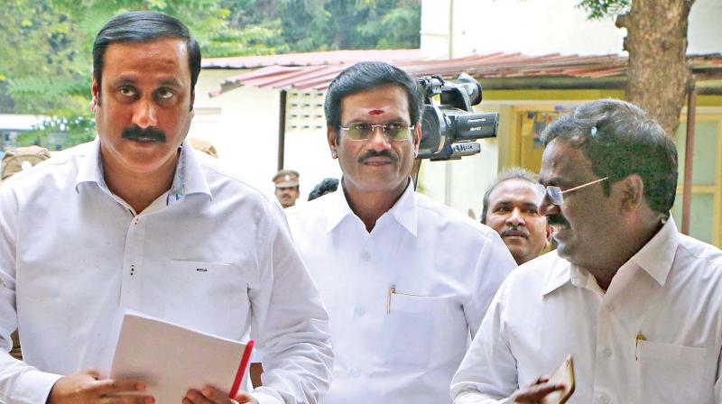 PMK leader and former union minister Anbumani Ramadoss arriving at DPI campus with suggestions to improve the draft syllabus.