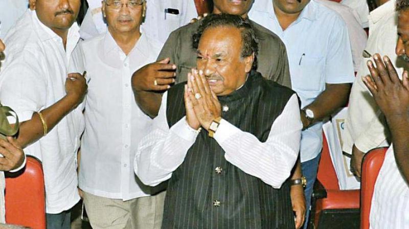 A file photo of senior BJP leader K.S. Eshwarappa at a meeting of Sangolli Rayanna Brigade in Bengaluru. (Photo: KPN)