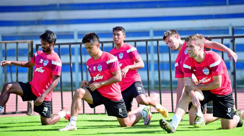 Bengaluru FC players go through the paces during a training session (Photo: DC)