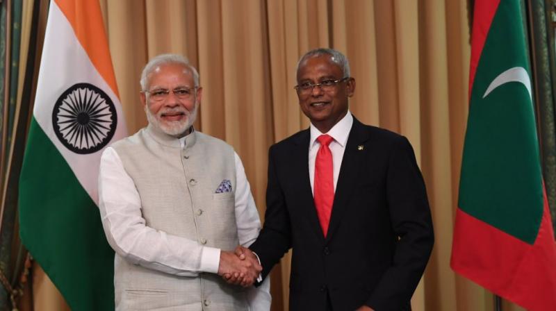 Prime Minister Modi attended the swearing-in ceremony of Solih, who surprisingly defeated strongman Abdulla Yameen in September. (Photo: Twitter | @MEAIndia)