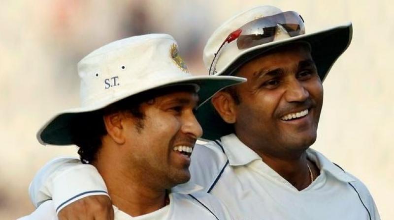 Like many of his peers, Sehwag also used to idolise Tendulkar and he was deeply overwhelmed on their first encounter. (Photo: PTI)