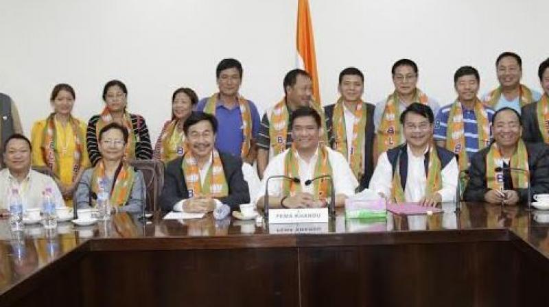 The Councillors expressed confidence on the Khandu-led BJP Government and local legislator, Parliamentary Secretary TechiKaso, who they said had their full support. (Photo: ANI/Twitter)