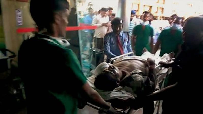 Injured CRPF being brought to Raipur for treatment on Monday follwing a Maoist attack at Burkapal near Chintagufa in Bastar. The attack occurred at two places at a place called Burkapal. (Photo: PTI)