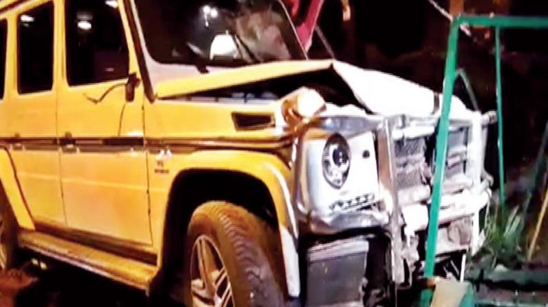 The SUV which was driven by the accused, Geetha Vishnu  (Photo: DC)