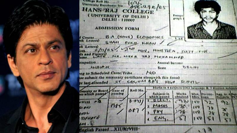 The picture of Shah Rukh Khans admission form shared by DU Times on Facebook.