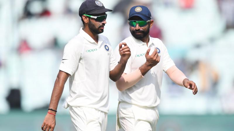 Bhuvneshwar was the pick of Indias bowler with 4/88 but it was Shami who recovered from a cramp yesterday to return with figures of 4/100. (Photo: AFP)