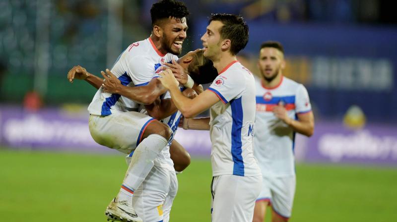There was good build up play through the middle with Brandon Fernandes, Manuel Lanzarote Bruno and Ferran Corominas all linking up well. (Photo: PTI)