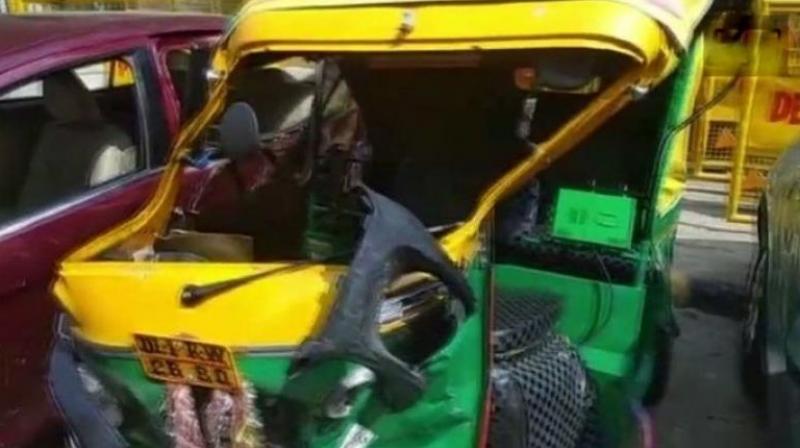 According to the police, the teenager jumped a traffic signal and rammed into the auto-rickshaw at a turn between KG Marg and Tolstoy Marg. (Photo: ANI)
