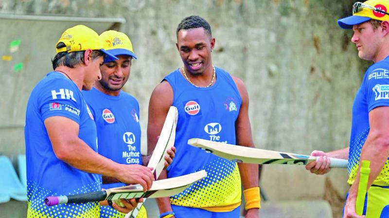 Chennai Super Kings players during a training session (Photo: Twitter)