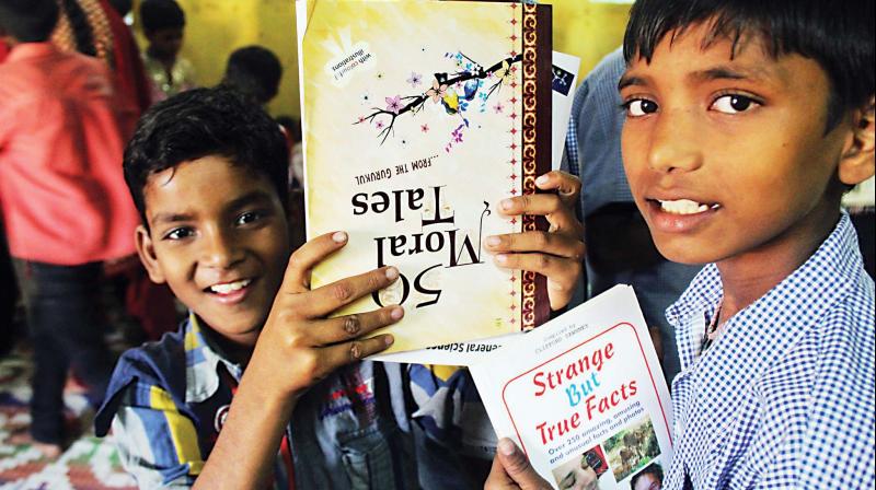 The library usually functions with donated books and even has a networking system of postcards for the children to keep in touch and share their experiences