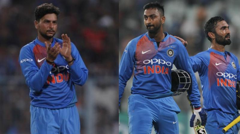 Kuldeep Yadav scalped three wickets while all-rounder Krunal Pandya made a memorable debut as he and Dinesh Karthik helped India cross the finish line in the first Twenty20 against West Indies in Kolkata. (Photo: BCCI)