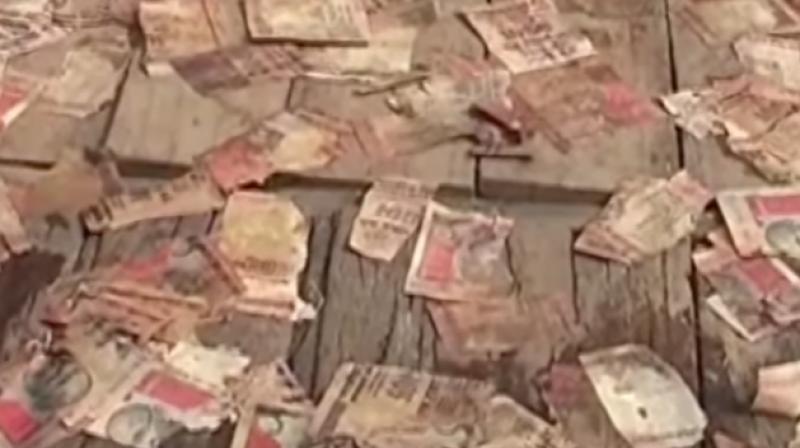 The notes were torn and thrown into the Ganga. (Photo: YouTube screenshot)