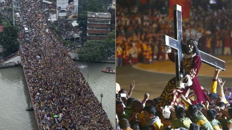 Barefoot Catholics throng iconic statue in Philippines biggest religious festival