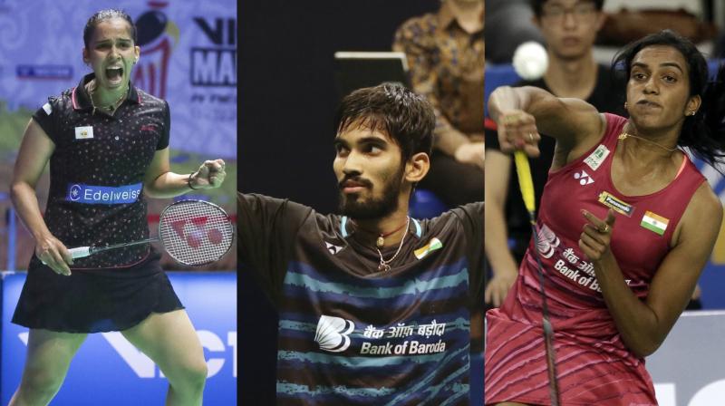 London Olympic bronze-medallist Saina Nehwal take on Rio Olympic silver-medallist PV Sindhu in the Commonwealth Games 2018 womens singles final while Kidambi Srikanth takes on Lee Chong Wei in the gold-medal match. (Photo: AP)