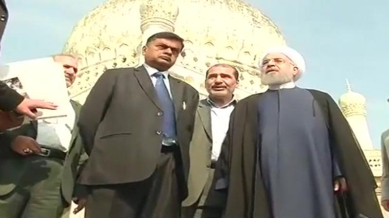 Iranian President Dr Hassan Rouhani visits Qutub Shahi tombs in Hyderabad. (Photo: PTI)(Photo: PTI)