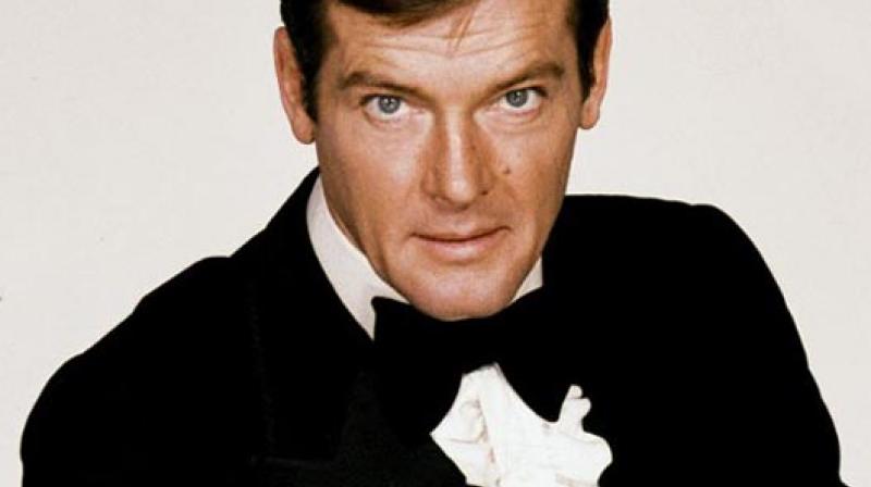 Roger Moore as James Bond.