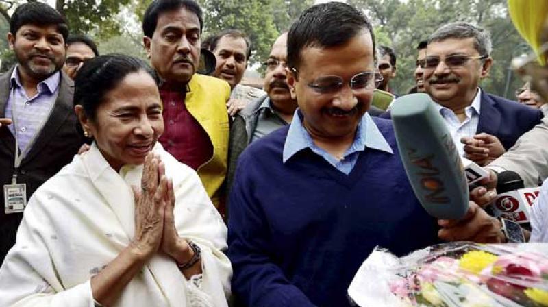 Arvind Kejriwal and Mamata Banerjee. (Photo: PTI/File)