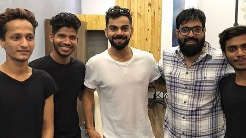 Virat Kohli, the Indian cricket team skipper, got a new tattoo on his left shoulder as he paid a visit to Aliens Tattoo in Bandra to get inked. (Photo: Instagram / @allan_f_gois)