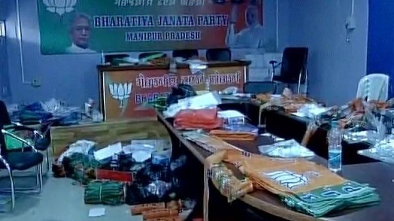 Ransacked BJP office in Manipur