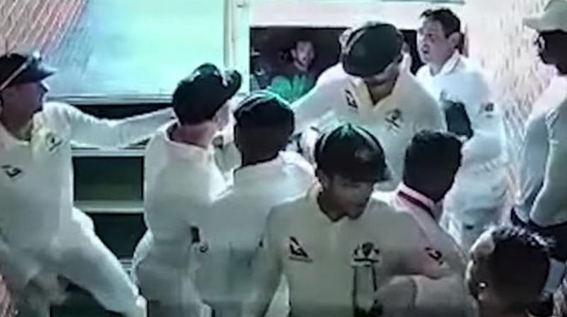CCTV footage showed Australian vice-captain David Warner apparently turning on South African Quinton de Kock as the players walked up a narrow staircase leading to the dressing rooms during the tea break on Sunday. (Photo: Screengrab)