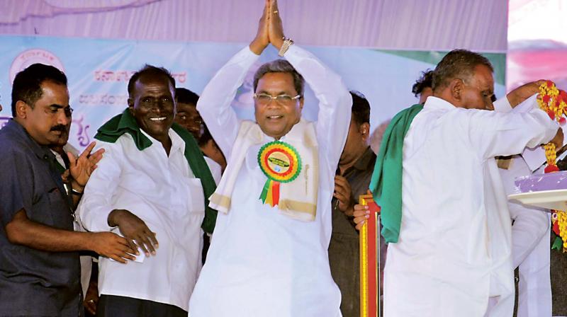 CM Siddaramaiah at Lingasugur in Raichur district on Thursday 	 KPN