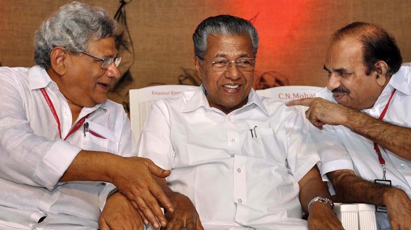 From left: CPM general secretary Sitaram Yechury, Chief Minister Pinarayi Vijayan, state secretary Kodiyeri Balakrishnan