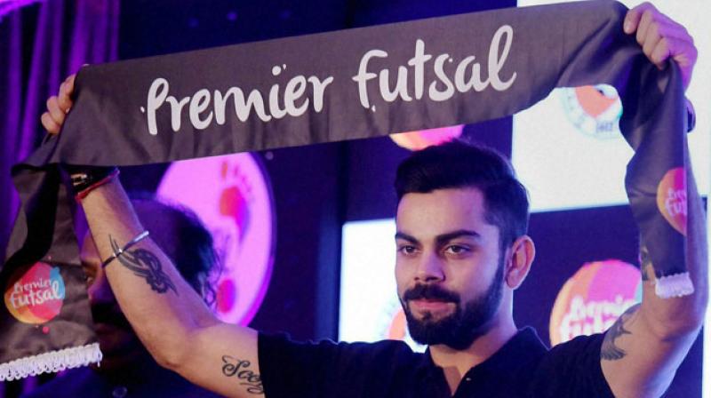 Virat Kohli, co-owner of FC Goa in the Indian Super League (ISL), was involved with the Premier Futsal as the brand ambassador during its inaugural season, which is not recognised by AIFF(All India Football Federation) or the footballing world body FIFA (F©d©ration Internationale de Football Association ).(Photo: PTI)