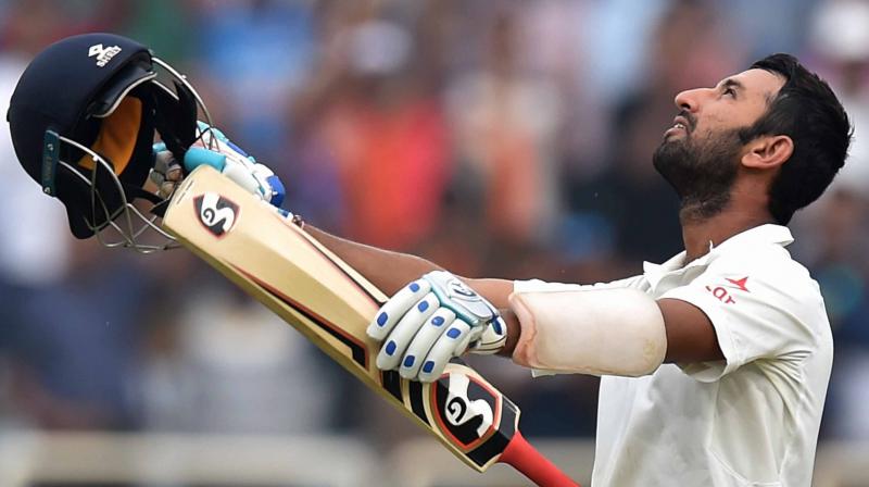 During the fourth Test against Australia in Dharamsala, Cheteshwar Pujara created a new record by scoring the most runs in a Test season. (Photo: PTI)