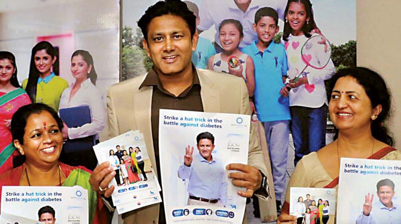 Former cricketer Anil Kumble at the diabetes screening and awareness programme in Bengaluru on Tuesday. (Photo: KPN)