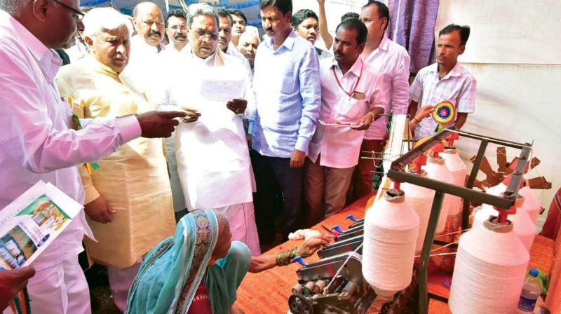 Chief Minister Siddaramaiah at the Co-operative Week celebrations organised in Belagavi on Tuesday. Rural development and panchayat raj minister H.K. Patil was also present.