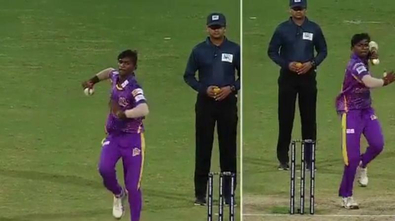 While he bowled left-arm spin to left-handed batsmen, he switched to right-arm spin to bowl to right-handed batsmen. (Photo: Screengrab)