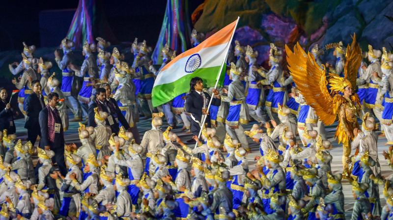 See pics: Neeraj Chopra leads Indian contingent in colourful Asiad opening ceremony