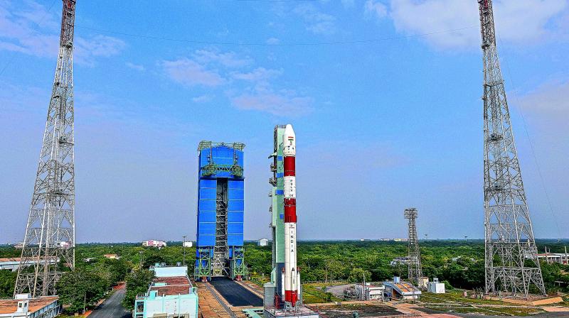 The Polar Satellite Launch Vehicle carrying the earth observation satellite Hyper Spectral Imaging Satellite (HysIS) is being taken to the launch pad at the Satish Dhawan Space Centre at Sriharikota in Nellore district on Wednesday.