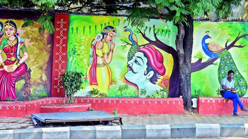 A wall painted for the World Telugu Conference. (Photo: DC)
