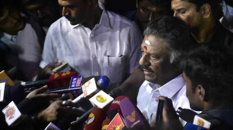 Tamil Nadu Chief Minister O Panneerselvam addressing to media. (Photo: PTI)