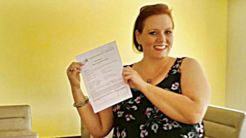 Kimberly Jordan, an expat from the US, who teaches history at the Canadian International School at Yelahanka, after voting for Bernie Sanders during the primaries